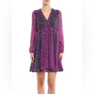 DIANE VON FURSTENBERG Ivetta Babydoll Polka Dot Silk Dress Sz 10 Luxury Sheer
